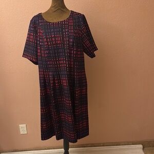 Jessica Howard Navy and Red Checkered Midi Dress